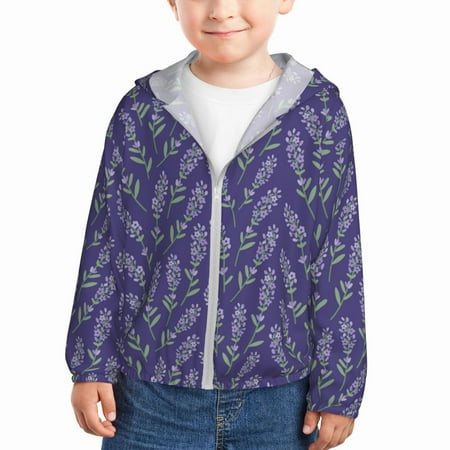 

Vsdgher Lavender Flowers Kids Sun Protection Hoodie with Zip Rash Guard Tops Children s Long Sleeve Sun Protection Clothing - 4 Years