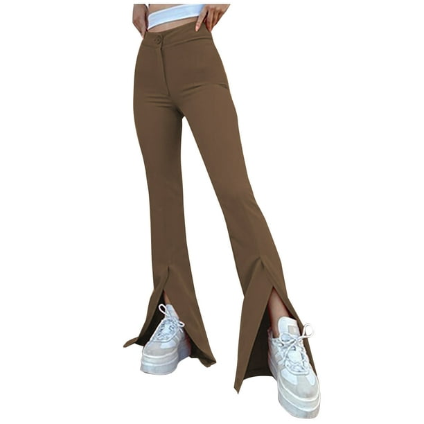 Bell Bottom Pants for Women High Waisted Pure Color Lounge