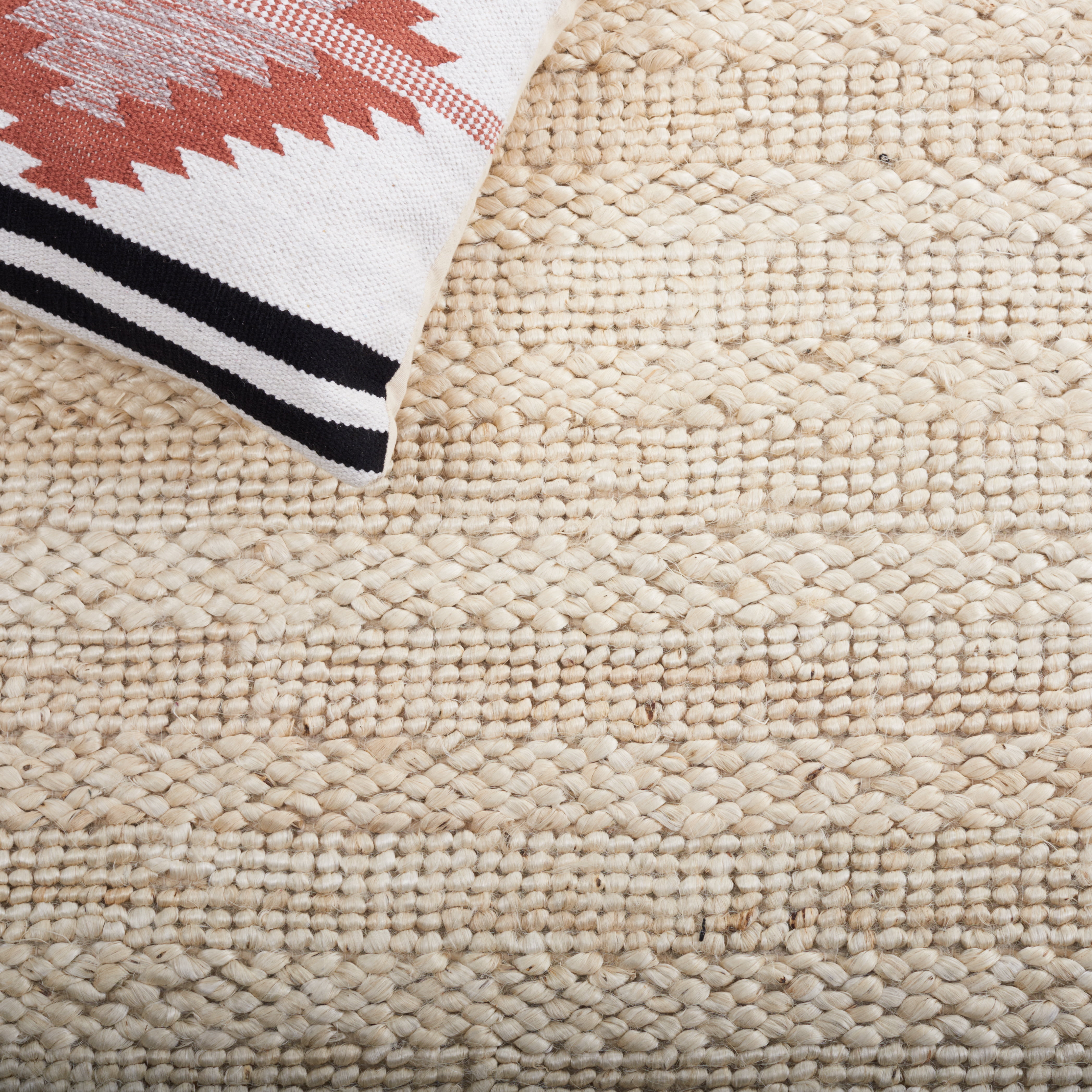 SAFAVIEH Natural Fiber Henrika Geometric Area Rug, Bleach, 10' x 10' Square