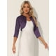 thumbnail image 3 of Cárdigan Allegra K Bolero de Satén Hombros Descubiertos Manga 3/4 Mujer Morado Oscuro S, 3 of 5