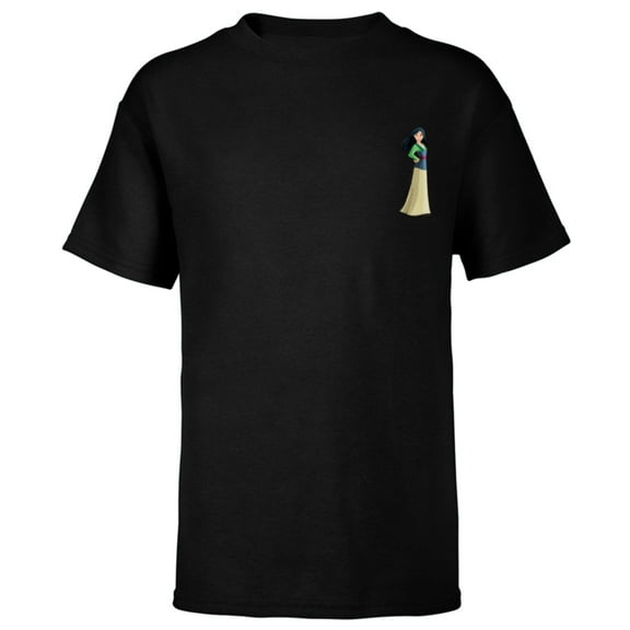 Disney Princess Mulan Small Print - Short Sleeve T-Shirt for Kids - Customized-Black