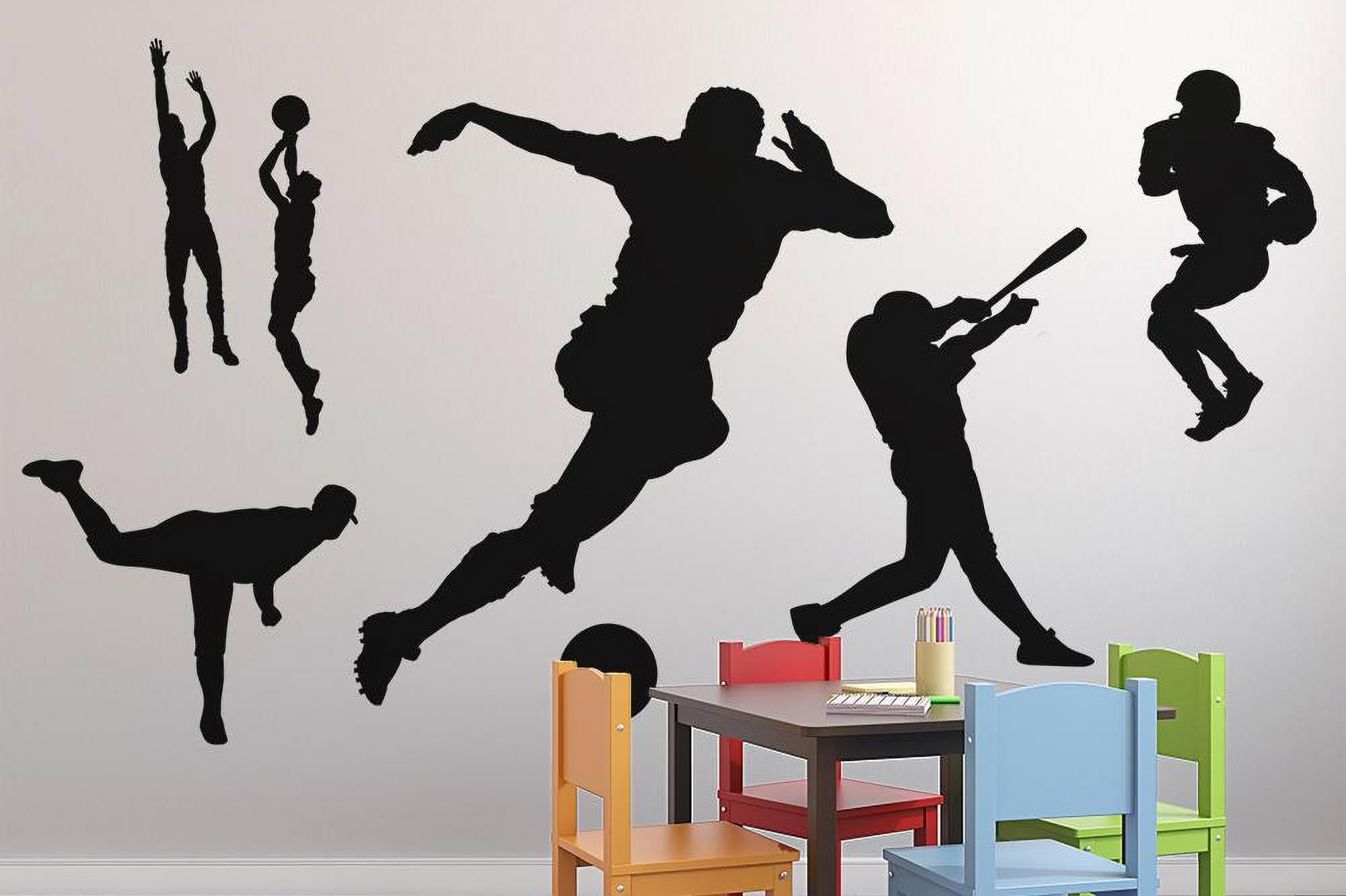 Black Assorted Sports Silhouettes Wall Decal Sticker Set by Wallmonkeys