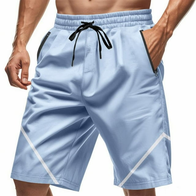 hotojiny Mens Drawstring Shorts Active Casual Elastic Waist Color Block Sweat Shorts Lightweight Straight Leg Basketball Short Pants