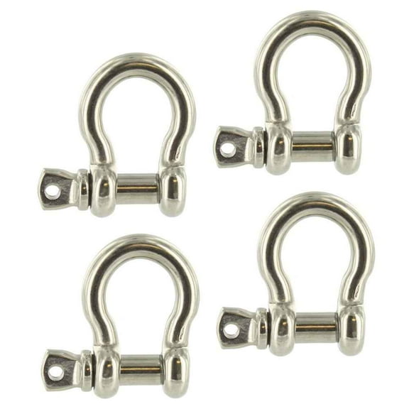 5/16" Stainless Steel Screw Pin Anchor Shackle - 0.75 Ton - 4 Pack