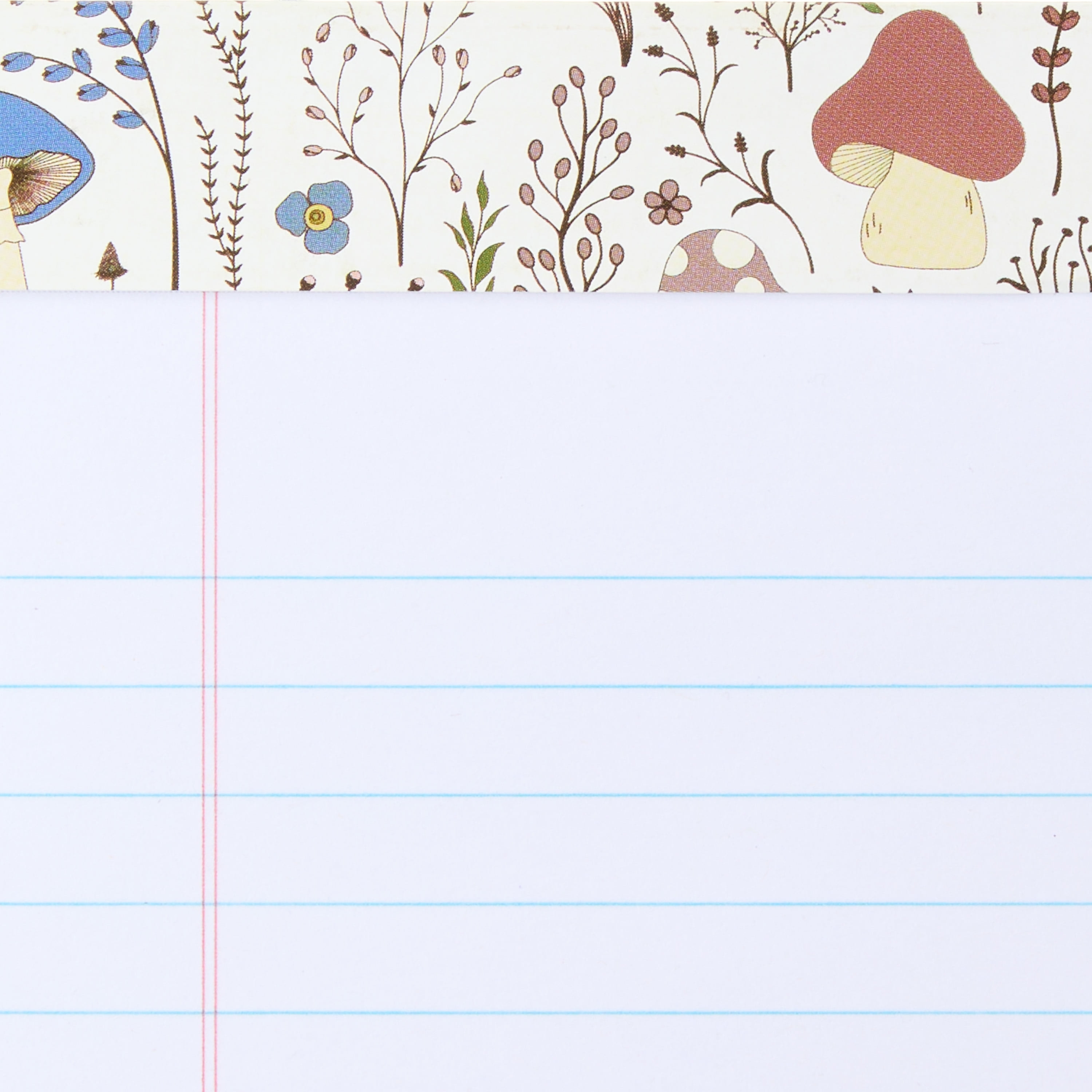 Pen+Gear Fashion Legal Pad, Wide Ruled, Mushrooms, 100 Sheets per Pack, 2 Count, 5" x 8"