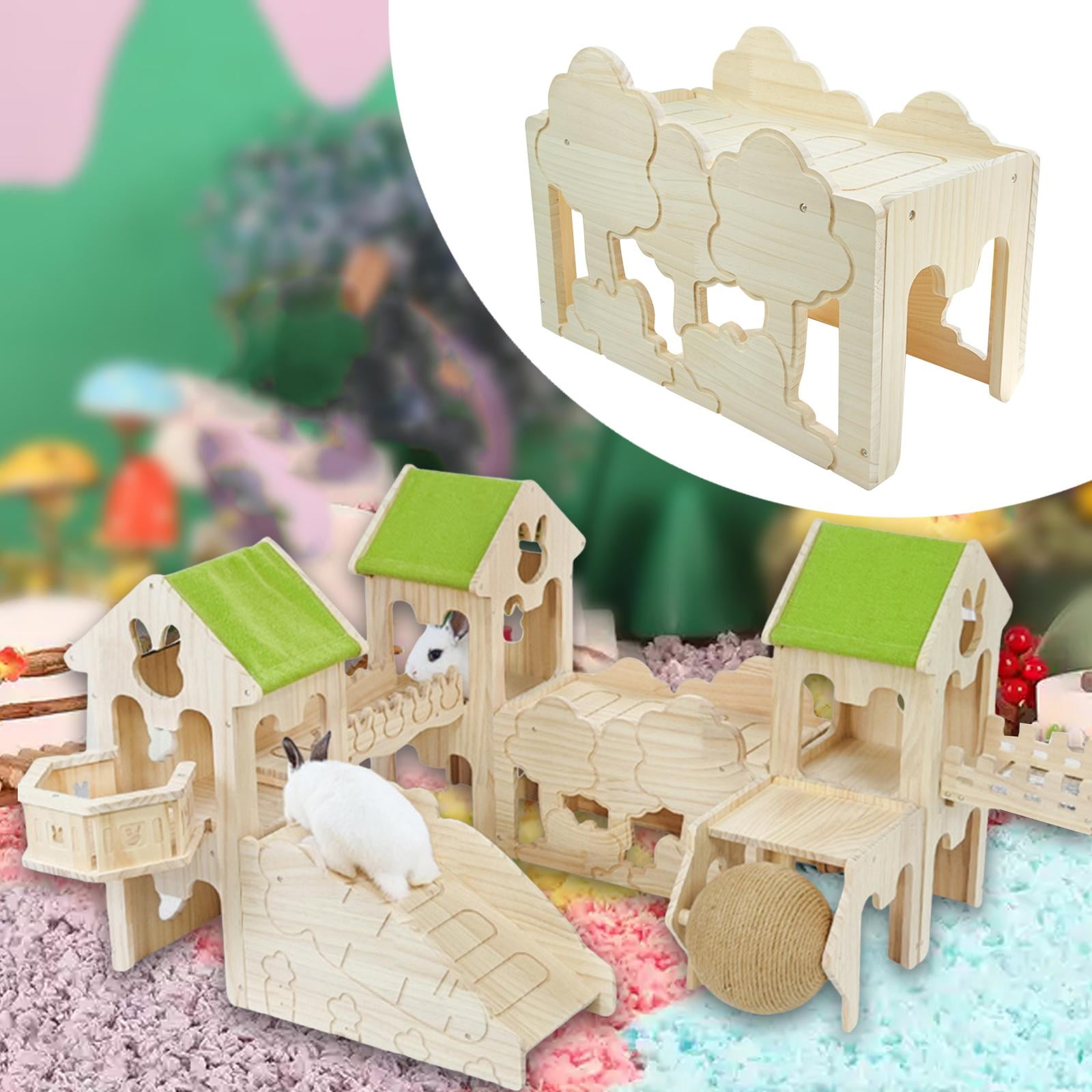 TOOYFUL Habitat Decor Sleeping Nest Solid Wood Hamster Hideout Small Pets Activity Toy for Gerbil Hedgehog Hiding I