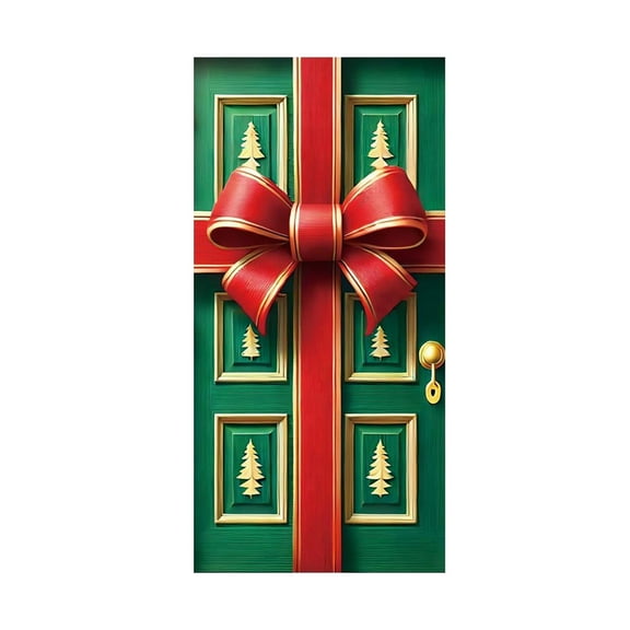WEGFTDUOP 35 X 71 Inch Christmas Door Cover Christmas Door Curtain Christmas Day Door And Wall Decoration Festival Party Decoration Holiday Products