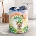 thumbnail image 3 of Happy St. Patrick’s Day Chihuahua with Green Hat Shamrocks Rainbow Foldable Laundry Basket Dog Lover Gifts Idea Organizer Storage with Handles - 03007, 3 of 5