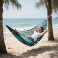 thumbnail image 6 of Wobogo Dark Green Gild Marble Camping Hammocks 330 lb Capacity with Tree Straps and Hanging Pockets for Outside Hiking Beach Backpack Travel, 6 of 8
