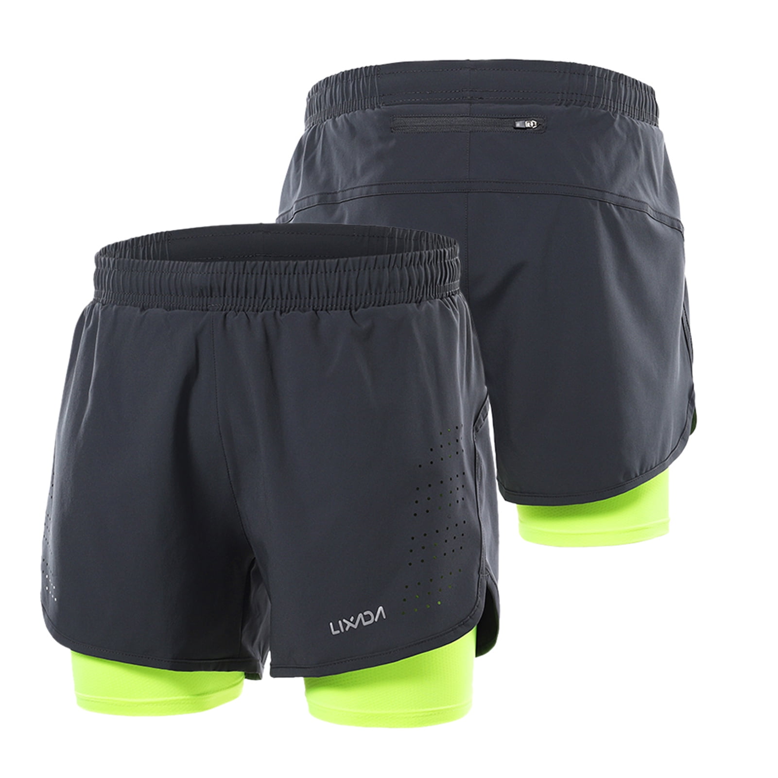 Men Running Shorts 2 in 1 Sports Jogging GYM Fitness Training Quick Dry Breathab 