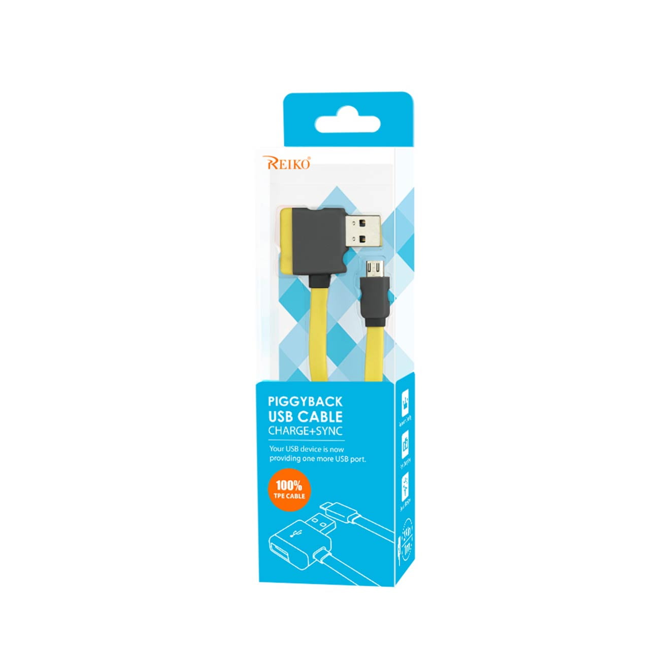 Reiko Tangle-Free Flat 9" 90 degree plug Micro USB Data Cable - Yellow