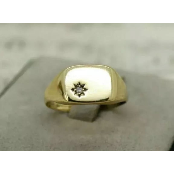 0.40Ct Round Cut Lab Created Diamond Men's Pinky Ring 14K Yellow Gold Plated
