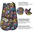 thumbnail image 4 of Dailycode Double Sided Oven Mitt with Loop Heat Resistant Kitchen Long Potholders 7" x 35" Skull Candy Bottles Stars, 4 of 6