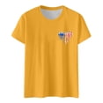 thumbnail image 1 of Hauts d'Été pour Femmes Jour de l'Indépendance Drapeau Col Rond Imprimé Lettre Manches Courtes T-Shirts pour Femmes Jaune m, 1 of 4