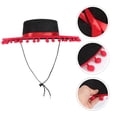 thumbnail image 2 of Fashion Felt Hat Red Hair Ball Ribbon Mexican Hat Dancing Party Performance Hat (Black+Red), 2 of 8