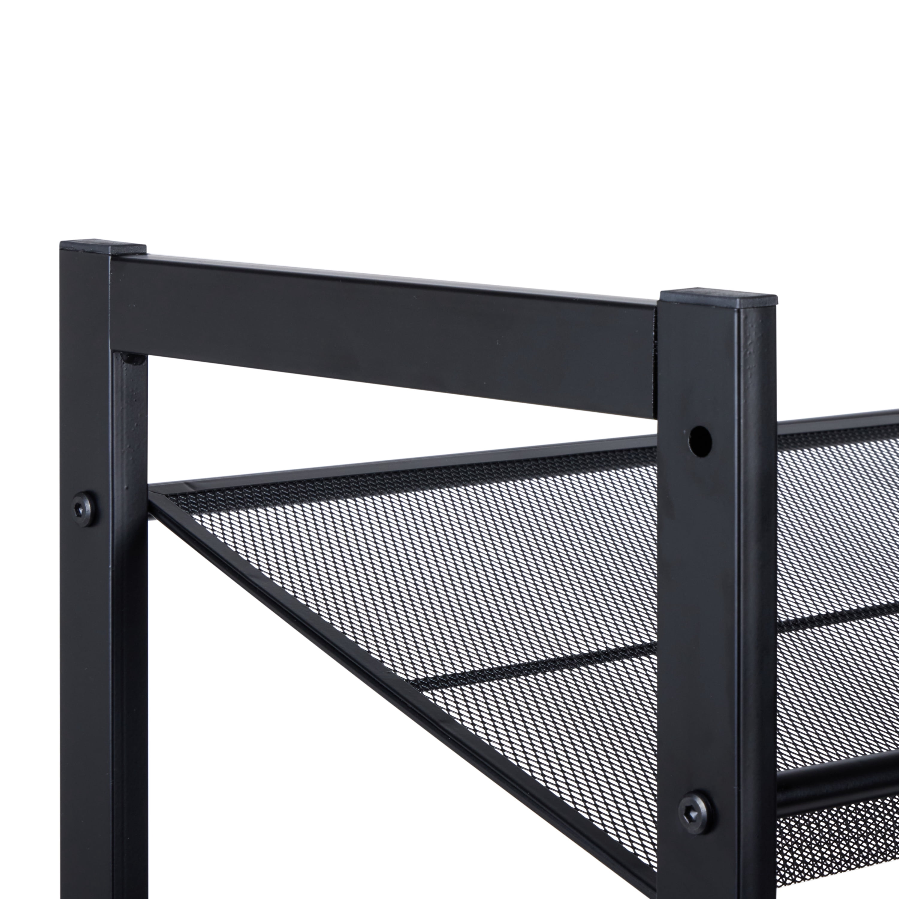 Organize It All 2 Tier Adjustable Mesh Shoe Rack in Black