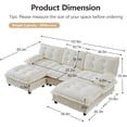 thumbnail image 2 of 107.8'' Modular Sectional Sofa, Chenille 3-Seater Couches with 2 Ottomans, Modern U Shaped Couch, Cloud Living Room Sofa Set, Chaise Lounge, Pillow Arms, for Offices, Beige, 2 of 11