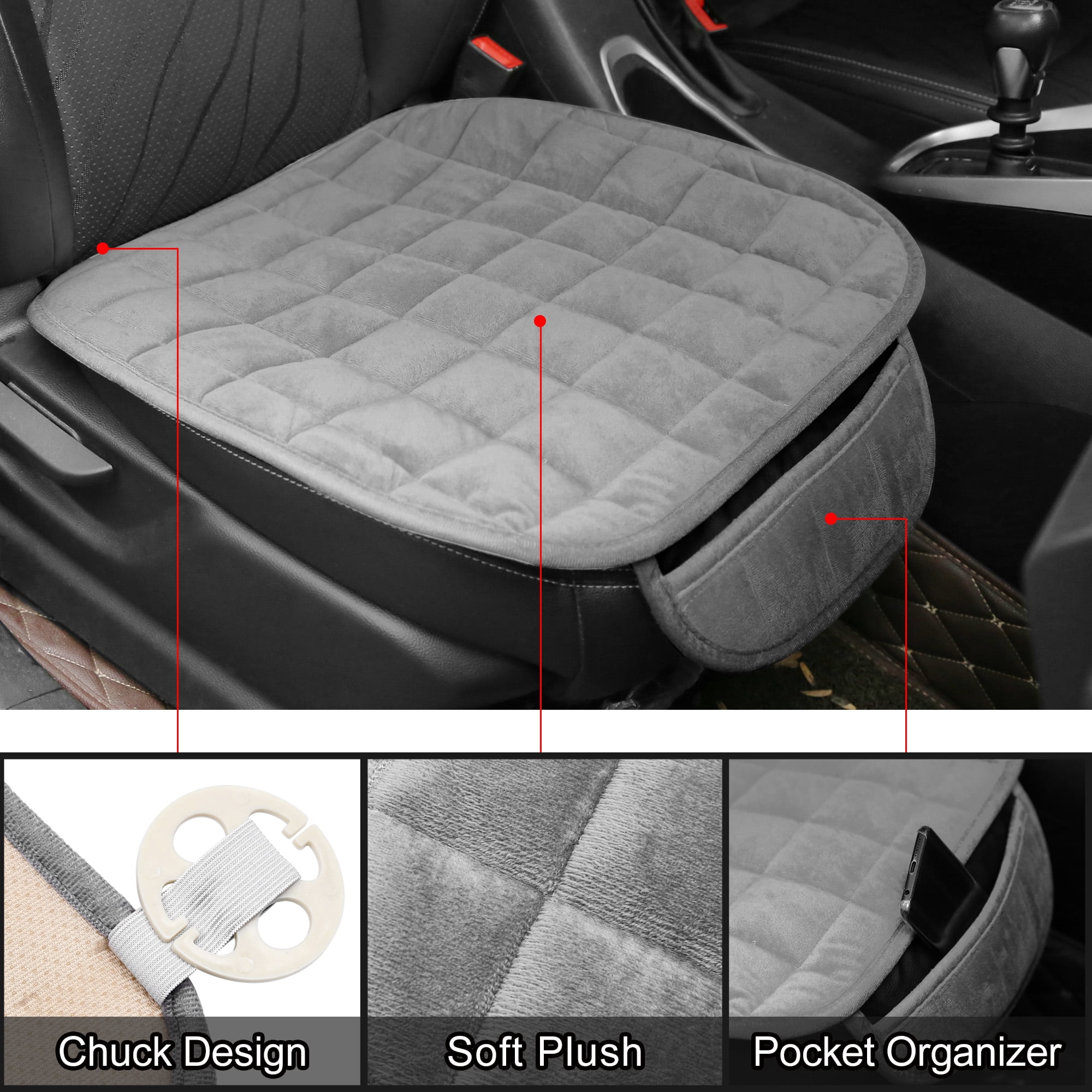 2pc Black C CHIAE New Cushion Summer Cool Breathable Non-Slip car seat Cover Office Home seat Cushion 