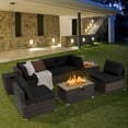 thumbnail image 2 of Costway 8PCS Patio Rattan Furniture Set Fire Pit Table Tank Holder Cover Deck Black, 2 of 10