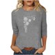 thumbnail image 1 of Camisetas Casuales de las Mujeres de Moda Impresa 3/4 Mangas Blusa Cuello Redondo para el Hogar Y Diario, 1 of 4
