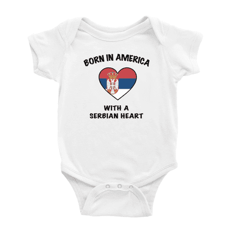 

Born In America With A Serbian Heart Cute Baby Clothing Bodysuits For Boy Girl