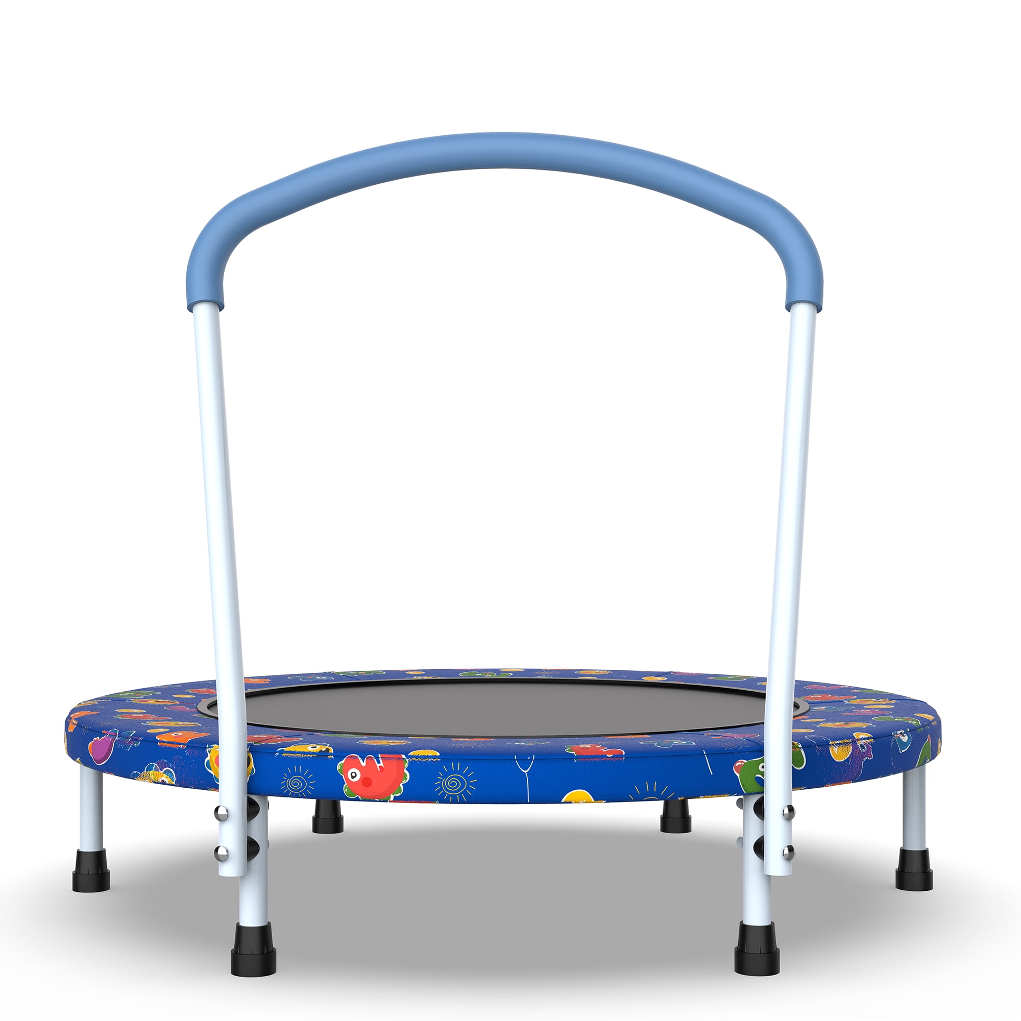 Aukfa 36inch Mini Toddler Trampoline for Kids Ages 1-6 Indoor Outdoor Rebounder Trampoline with Foam Handle/Safety Padded Cover, Blue
