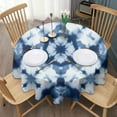 thumbnail image 3 of Blue White Tie Dye Mandala Pattern Round Tablecloth 60"x60",Wrinkle Wipeable Table Cloth for Kitchen Dining Room Picnic Patio Party, 3 of 6