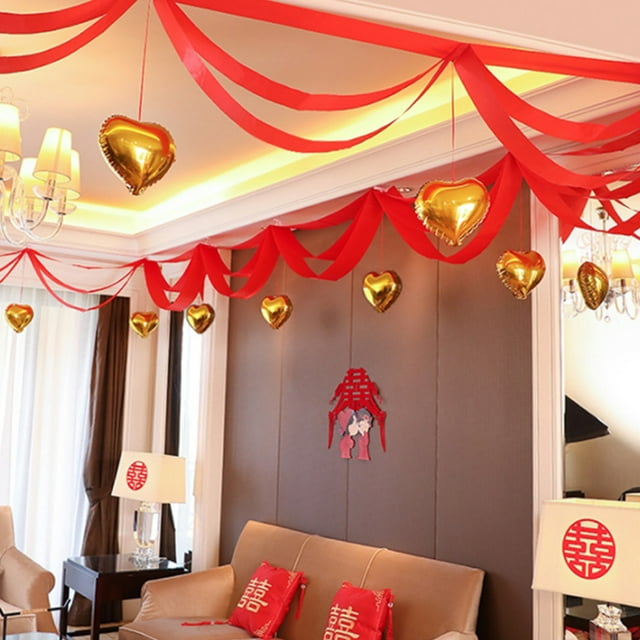 CHICHUMID 2Pack Festive Party Decoration Wave Banners Red Silk for New Year