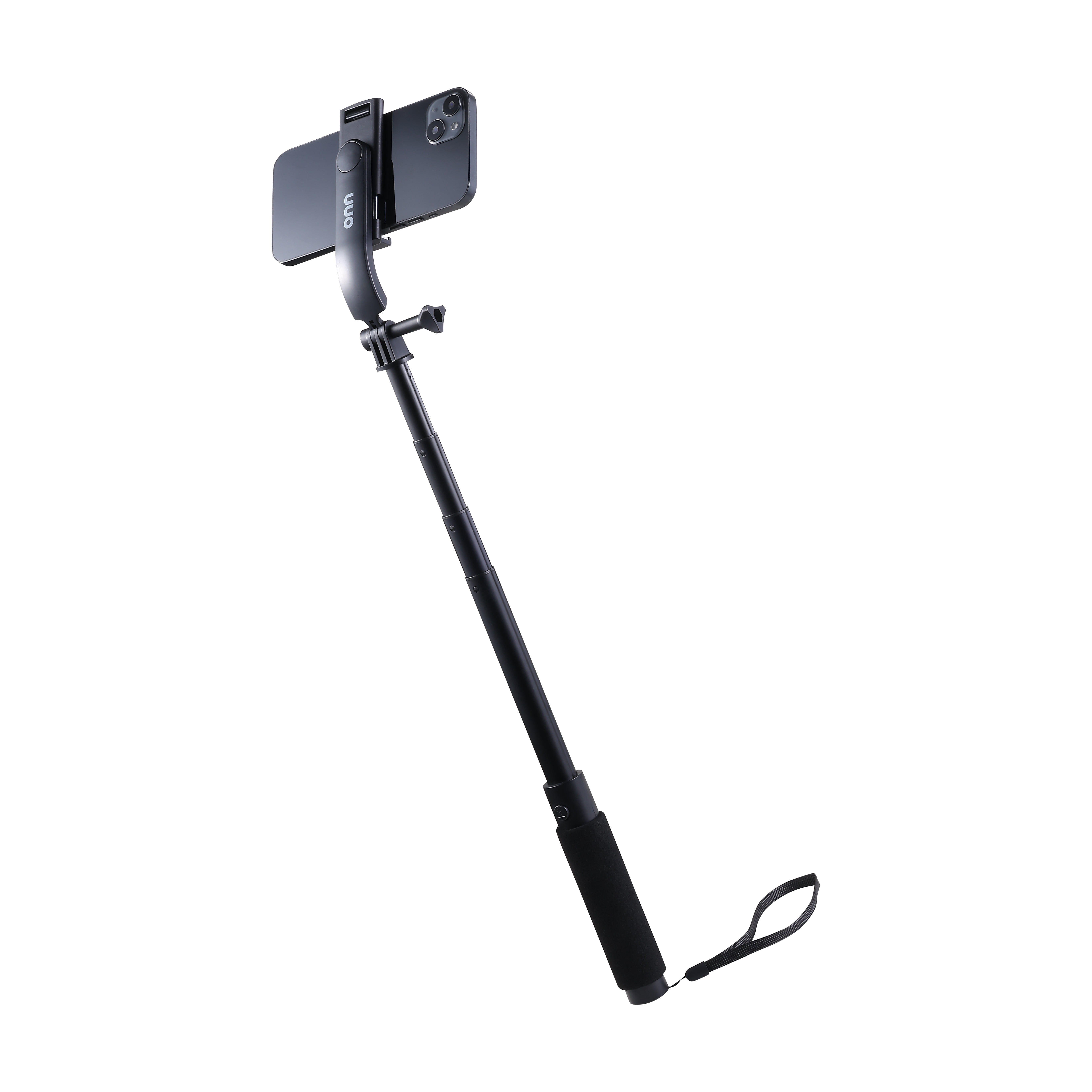 Onn Bluetooth Selfie Stick – Extendable to 40 in, 360° Rotating & Tilting Clamp with Built-In Rechargeable Shutter and Universal Camera Mount