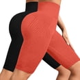 thumbnail image 4 of Yoga Shorts for Women, Audhol Women's Hip Lifting Fitness Pants with Textured Compression and Tight Fit High Waisted Peach Hip Yoga Shorts 2Pc Womens Workout Shorts orange S, 4 of 4