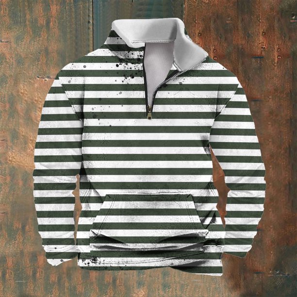 Sudadera sin capucha para hombre, informal, a la moda, con cuello alto, estampado, cremallera, jersey de manga larga, blusa de poliéster para hombre