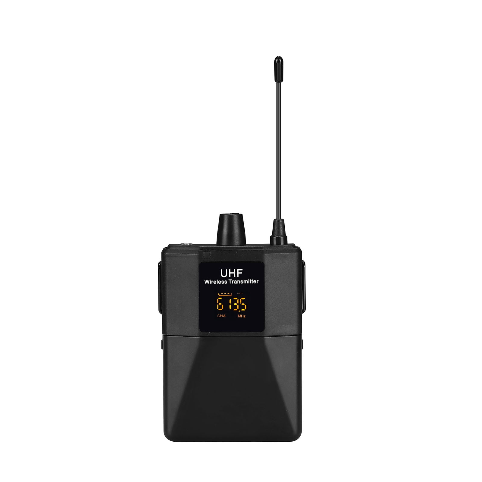 HUISZJ UHF Microphone Wireless Set, Dual-Function Condenser Microphone Clip with Transmitter Receiver, Condenser Microphone Clip for Mixer/Speakers/Karaoke (1T2R)