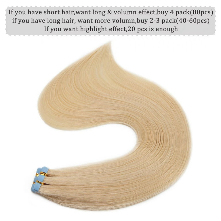 Benehair Tape In 100 Remy Real Human Hair Extensions Full Head Seamless Skin Weft Thick Blonde Hair for Woman Straight 100g US