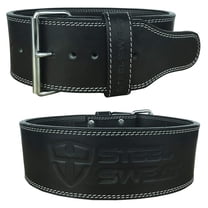 Powerlifting Belt Weight Lifting - 4" Wide 10mm Leather - Adjustable Single Prong Heavy Duty Gym Belt - BOLT Black Medium