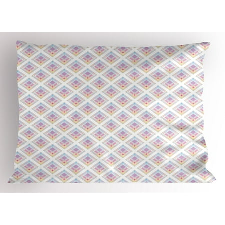 - Geometric Pillow Sham Repeating Pattern Neon Color Palette Abstract Squares Stripes Diagonal Illustration, Decorative Standard Size Printed Pillowcase, 26 X 20 Inches, Colorful, by Ambesonne
