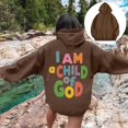 thumbnail image 2 of Christian Sweatshirts for Women Oversized I Am A Child Of God Multicolor print Hoodie Pullover Tops Y2K Long Sleeve Streetwear Gifts Brown S, 2 of 5