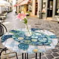 thumbnail image 6 of Blue Teal Coastal Round Tablecloth for 36-44 Inch Tables,Fitted Table Cover with Elastic Edge,Summer Beach Starfish Sea Turtle Waterproof Outdoor Table Cloth Protector for Patio Garden Dinner Picnic, 6 of 9