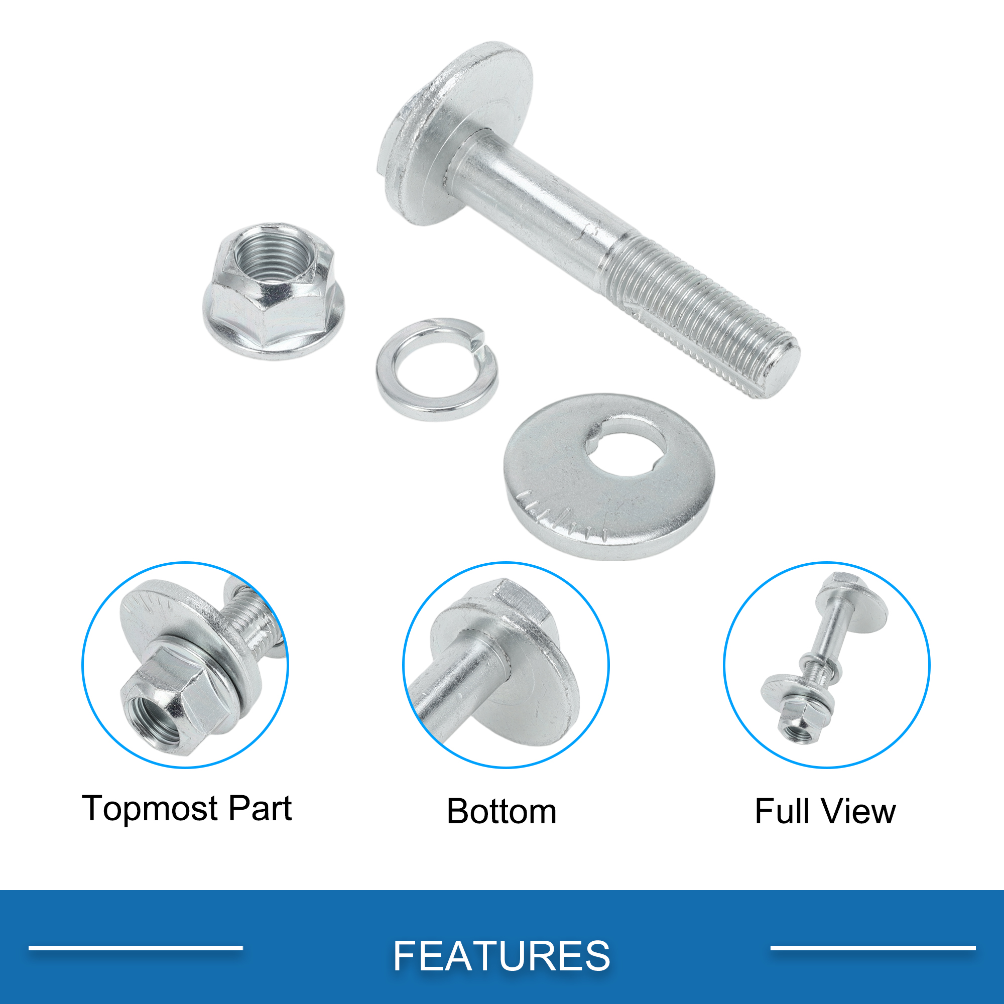 Unique Bargains Camber Alignment Bolt Kit For Hyundai Sonata 2018-2023 Metal Silver Tone