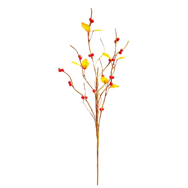 (1 paquete) ramas de bayas Esquejes de frutos rojos navideños (las ramas están hechas de papel arrugado subcontratado de hierro, las flores están hechas de espuma) (70 cm, las rama