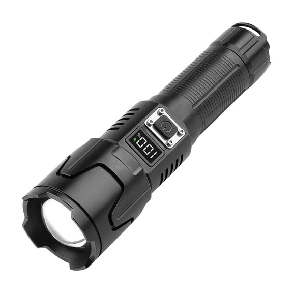 High-Power 100000 Lumens Rechargeable Flashlight with LCD Display, USB Charging, 3 Modes, Waterproof Aluminum Torch for Camping and Emergencies