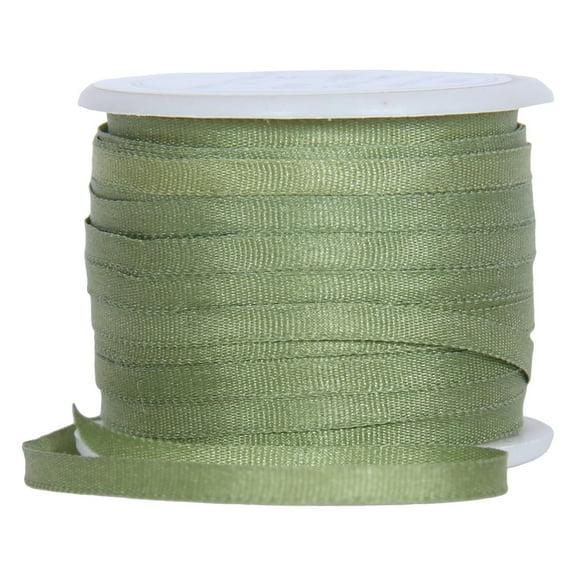 100% Pure Silk Ribbon by Threadart - 2mm Sage Green - No. 633 - 3 Sizes - 50 Colors Available