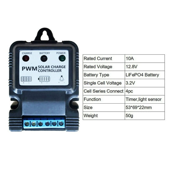 6V 12V 10A 3-Stage Solar Panel Charge Controller Regulator PWM Battery Charger