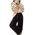 thumbnail image 4 of Tnhcen Women's Imitation Cotton Sleepwear Set Stripe print Long Sleeved Pants Pajamas Set Casual Loose Home Wear Set M-4XL, 4 of 5