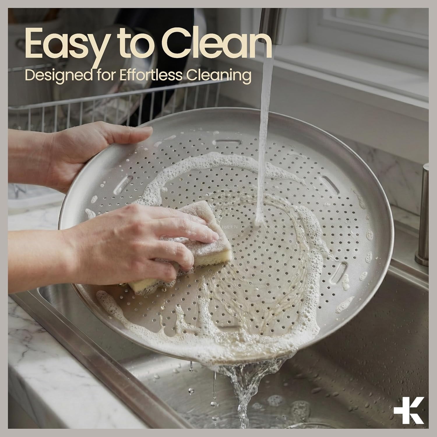 Bakken 16" Non-Stick Perforated Pizza Pan 2 Pack, Round Carbon Steel Tray, Oven & Dishwasher Safe, Durable Nonstick, Silver