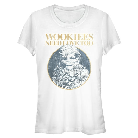 Junior's Star Wars Valentine's Day Wookiees Need Love Too Graphic Tee White 2X Large