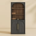 thumbnail image 7 of BELLEZE Storage Cabinet with Hutch Set of 2, 72" Tall Modern Wood Sideboard with 3-Tier Shelves, Curved Styling Door Cabinet Curio Cabinet for Office, Study, Kitchen, Living Room, Ebony, 7 of 7