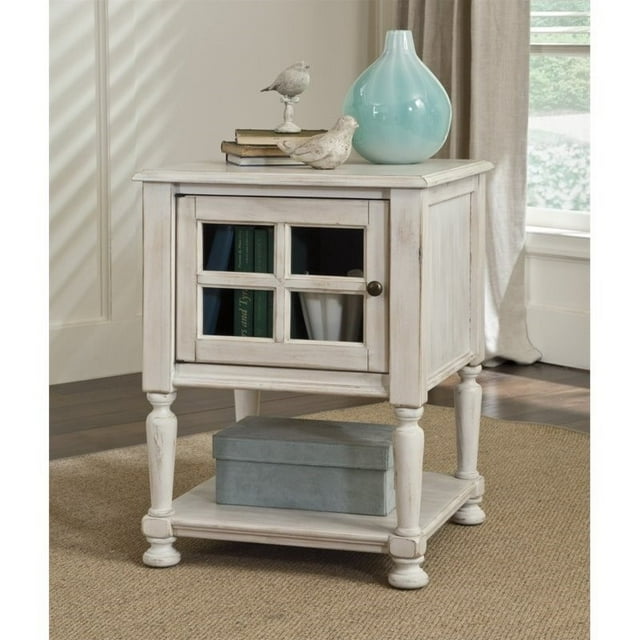 Ashley Furniture Mirimyn Chair Side End Table with Glass Insert in White