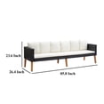 thumbnail image 5 of 3 Seater Outdoor Sofa with White Fabric Cushions, Black Rattan 86 Inch, 5 of 6