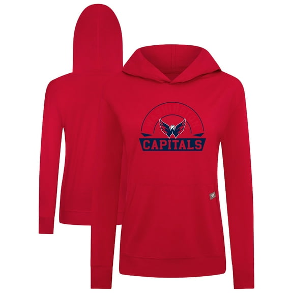Women's Levelwear Red Washington Capitals Relay Banner Arch Pullover Hoodie