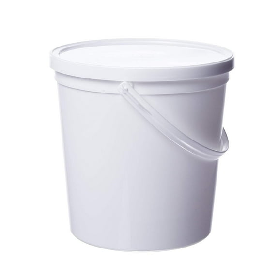 2.5 Quart Pails with Handles - 10 Pack White Polypropylene Buckets - Food & Industrial Grade - Dishwasher Safe, FDA Approved - 6.375" Dia x 6.125" H